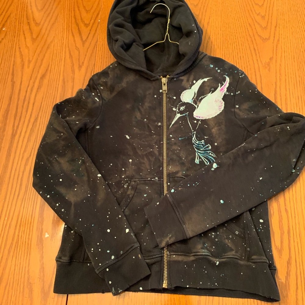 Grail paint splatter and bird zip up hood jacket M